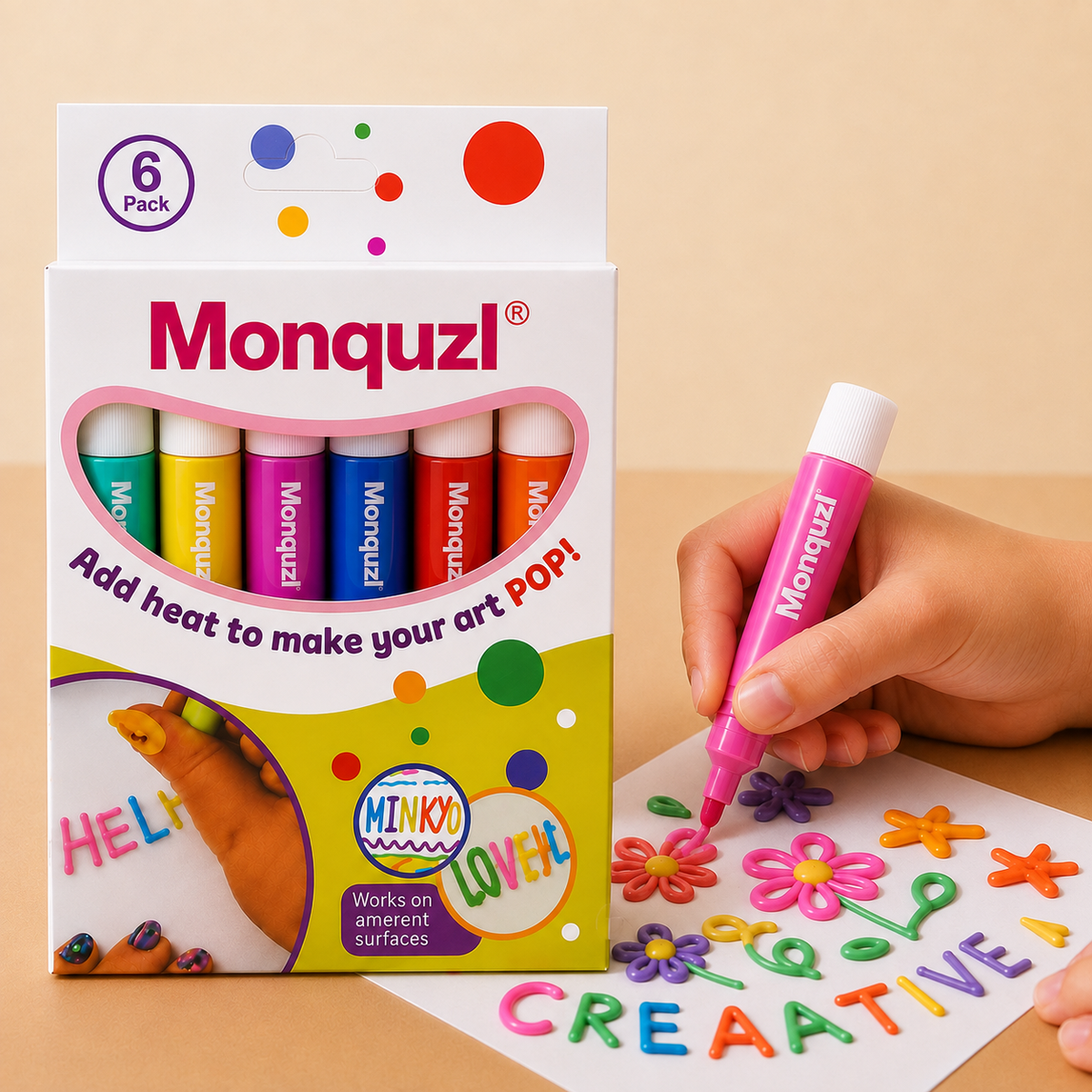 Monquzl® 3D Art Colored Pen Creates Puffy 3D Artwork