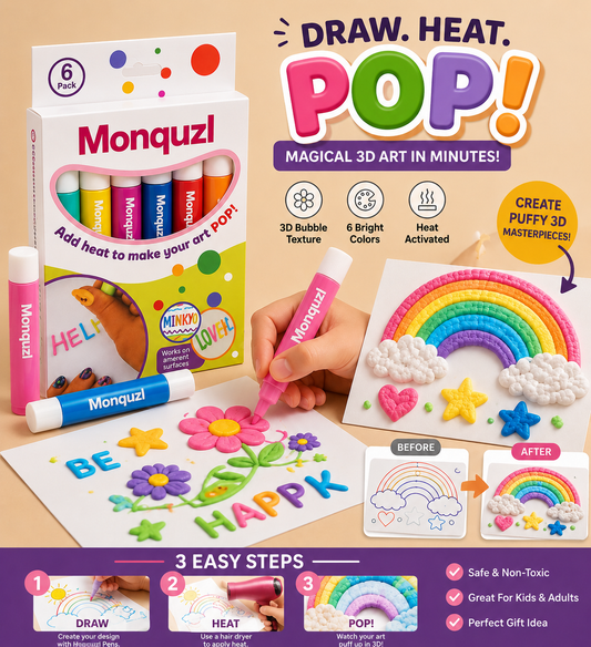 Monquzl® 3D Art Colored Pen Creates Puffy 3D Artwork